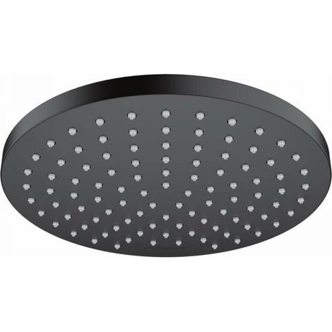 Cabezal de ducha fijo, 20 cm de diámetro, cabezal de ducha de lluvia con bola giratoria, instalación fija, redondo, ABS negro mate (1/4)