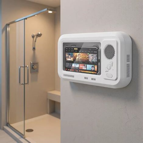 Boîtier support téléphone mural étanche IPX5 pour salle de bain, enceinte Bluetooth 5W 3,7V, fonction tactile, pour regarder des vidéos sous la douche (1/3)