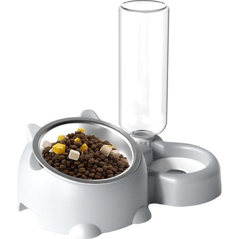 Ensemble 2 en 1 pour Gamelles de Nourriture et d'Eau pour Chat avec Support à 16 Degrés - Mangeoire pour Chiens et Chats