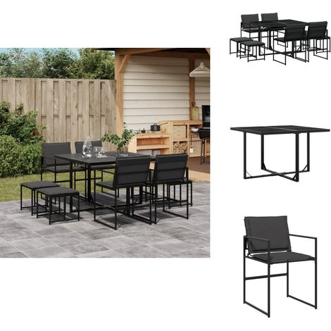 Ensemble à manger de jardin avec coussins 9 pcs noir textilène - Meubles De Jardin - Salon De Jardin - Set De Jardin - Mobilier De Jardin - Table De Jardin (1/5)