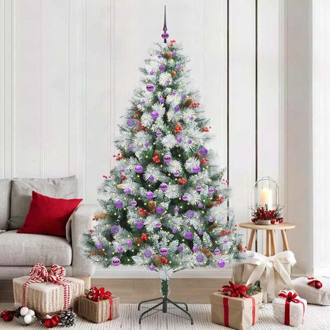 vidaXL Künstlicher Weihnachtsbaum Grün und Weiß 210 cm (1/5)