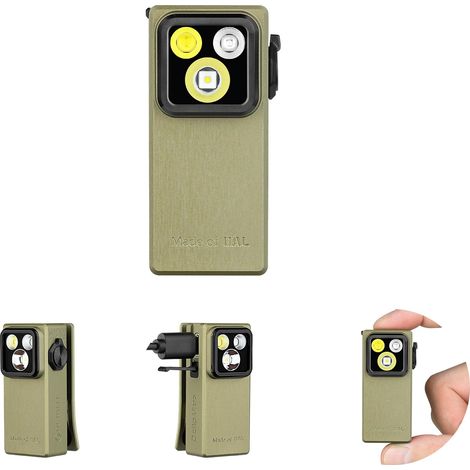 Lampe Torche Clipable - 530 Lm - Projecteur Large Angle + Faisceau Étroit + UV 365nm - Magnétique - Résistant IPX6 - Olive Vert (1/5)