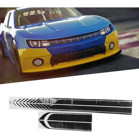 Kit de 4 autocollants graphiques pour bas de caisse de voiture, style course, noir. (1/5)