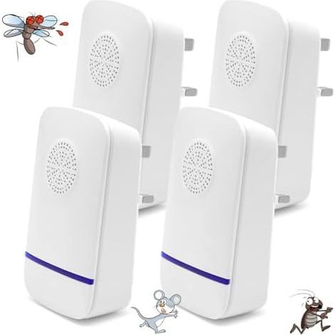 Lot de 4 répulsifs à ultrasons anti-parasites – Piège souris d'intérieur pour la maison, répulsif électronique anti-moustiques brancher en intérieur moustiques, souris, insectes - (1/5)