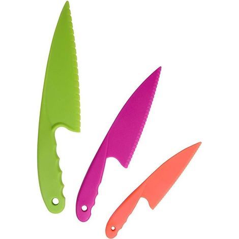 Couteau Enfant - Jeu De 3 Couteaux En Plastique Anti-Coupure Pour Découper Pain Salade Fruits - Convient Aux Enfants À Partir De 3 Ans - Set De Cuisine Enfant (1/5)