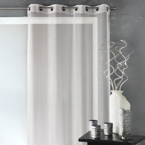 Voilage uni avec fils en lurex Blanc 140x260 cm
