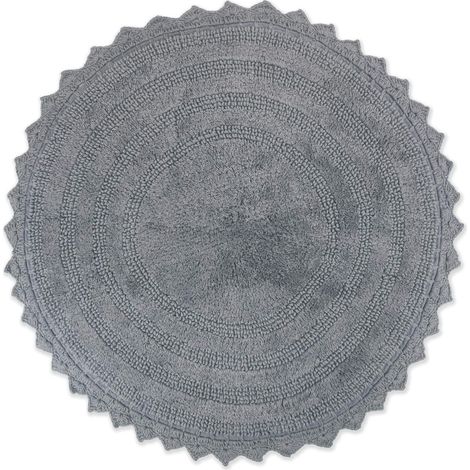 Crochet Collection Tapis de Bain réversible, Rond,30cm de diamètre, Gris