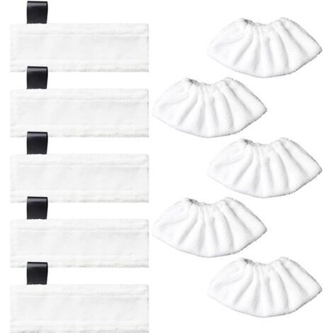 5 Bonnettes pour Buse de Sol en Microfibre + 5 Chiffons pour Buse à Main Accessoire lavables Compatibles avec Kärcher EasyFix SC2, SC3, SC4, SC5 Nettoyeurs Vapeur