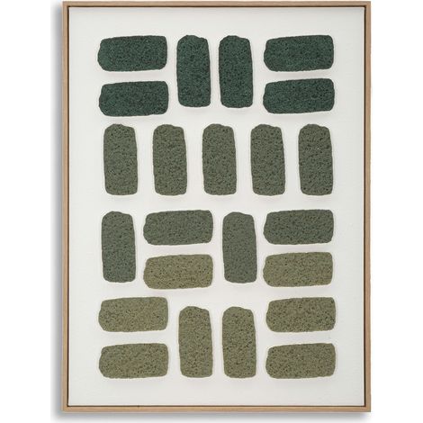 Bamase Bild, Relief-Effekt und Textur, Rahmenmaterial Kunststoff, Holzstruktur, 60x80h cm Grün