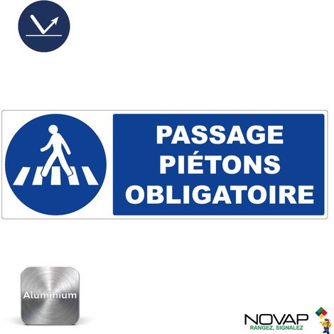 Panneau Passage Piétons obligatoire - Rétroréfléchissant Classe 1 - Alu 450x150mm - 4012285