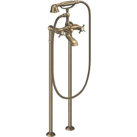 Freistehende Wannenarmatur mit Duschset, Antik-Bronze, Serie VICTORIAN BRONZO