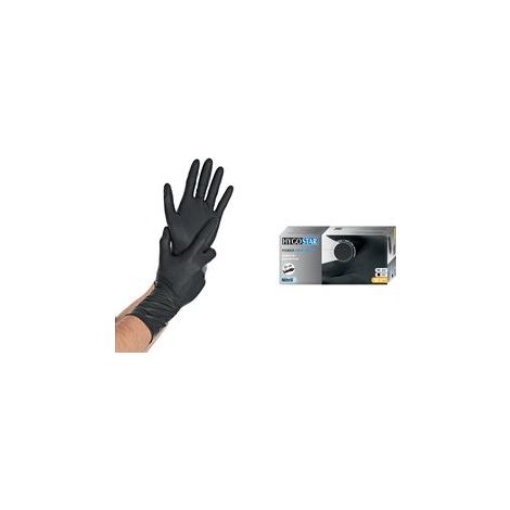 FRANZ MENSCH LOTE DE 50 GUANTES DE NITRILO POWER GRIP LARGO NEGRO TALLA S 270968