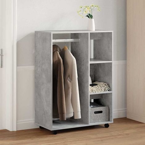 Garde-robe Meuble de Rangement - Style Contemporain Gris béton 80x40x110 cm Aggloméré BV825632 - BonneVie (1/5)