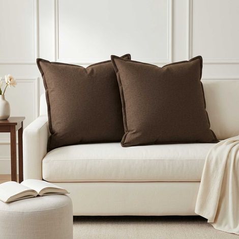 vidaXL Housse de coussin 2 pc HOUTEN Marron 65 x 65 cm Lin synthétique (1/5)