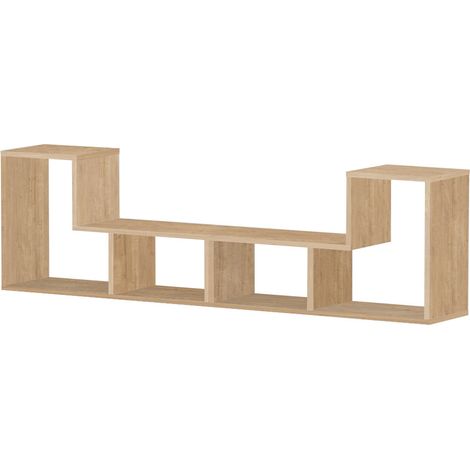 Ensemble de 2 meubles étagères modulables multifonction couleur chêne- Longueur 183 x Hauteur 54 x Profondeur 30 cm (1/3)