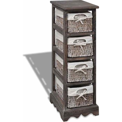 vidaXL Étagère de rangement Bois Marron 4 paniers en tissage (1/5)