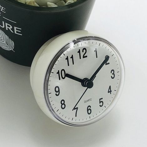 Mini réveil de douche - Horloge de salle de bain étanche - Horloge murale étanche - Horloge murale - Réveil de douche - Horloge numérique - Réveil à ventouse - Blanc (1/5)