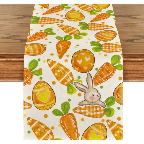 Ostern Tischläufer 183x33cm Hase und Eier Motiv Frühjahrsdeko Tischdeko für Haus Osternfeier B (1/5)