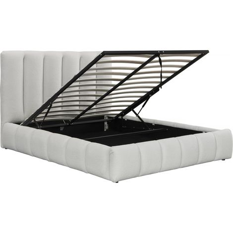 Bett aus Bouclé mit Bettkasten Annie - 160 x 200 cm - Weiß (1/5)
