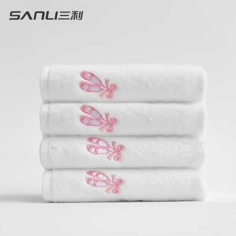 Serviette carrée Broderie libellule Blanc Tissu doux Nettoyage visage enfant Cadeau (1/2)