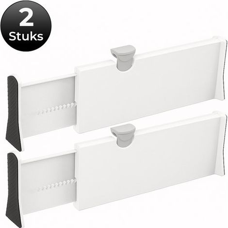 Set de 2 séparateurs de tiroir – Extensible 27,5-43,5 cm – Blanc – Bureau, cuisine, chambre – Organisation (1/5)
