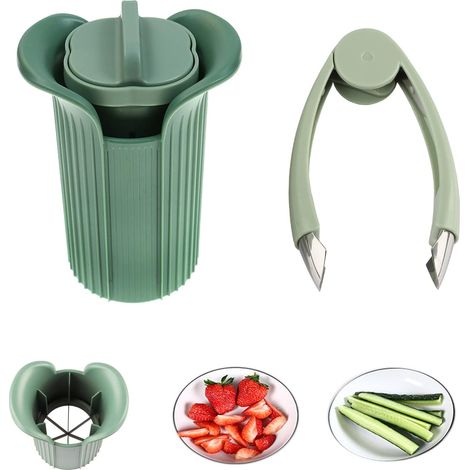 [NUNCA UTILIZADO]Utensilios de cocina, despalillador de fresas y piñas, divisor de frutas multifuncional (1/4)