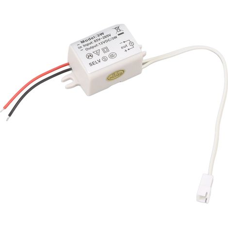 Adaptateur secteur LED DC12V 3W compact avec protection contre les surtensions pour rubans LED, ampoules LED et éclairages industriels (1/5)