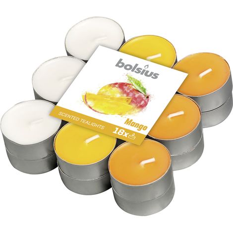 Bolsius Duftteelichter Mango Ø 3,8 cm, 18er Pack Duftkerzen (1/2)