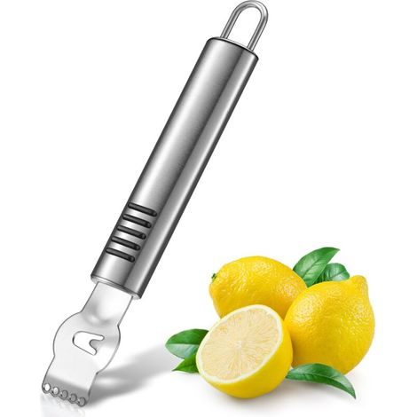 Pelador de limones profesional, rallador de cítricos con cuchillo para canela, cuchilla de acero inoxidable para rallar limones para cócteles a base de ginebra, utensilios de cocina (Clásico, 16 cm)