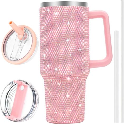 Gobelet de 1,2 L avec anse et paillettes, rose (1/5)