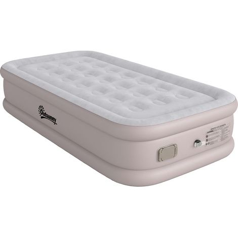 Matelas gonflable pliable une place avec pompe, gonflage en 3 minutes, dégonflage en 2 minutes, sac de transport, charge maximale 200 kg, dimensions : 190 x 97 x 39 cm, kaki (1/5)