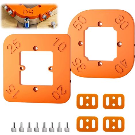Lot de 2 Gabarits de Fraisage à Rayon D'angle, 4 en 1 R10 R15 R20 R25 R30 R35 R40 R50, Outillage Bois Gabarit Defonceuse a Bois, avec Vis de Fixation et Trimmer (1/5)