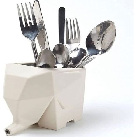 Égouttoir à vaisselle en forme d'éléphant - égouttoir à vaisselle pour évier de cuisine - joli égouttoir à vaisselle argenté (blanc) (1/5)