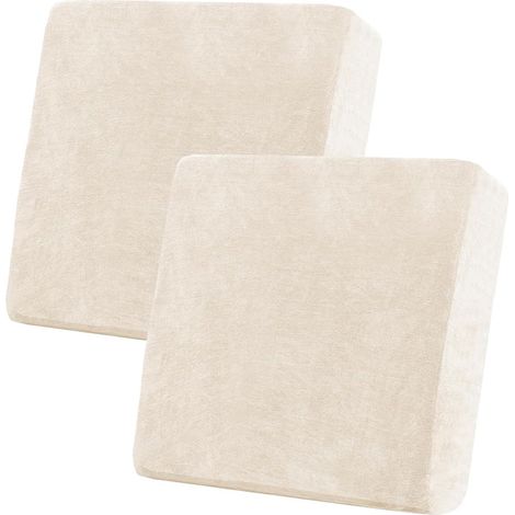 Lot de 2 housses extensibles pour canapé 1 place, blanc cassé, lavables en machine, résistantes aux taches et faciles à installer, idéales pour protéger et renouveler le canapé (1/4)