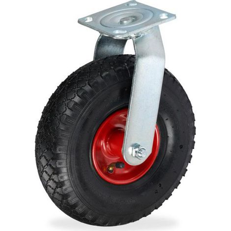 Roue Pivotante - Pneumatique 3.00-4 - Plaque Acier Galvanisé - Charge Max 120 Kg - Pour Chariot Meuble Machine - 1 Pièce (1/5)