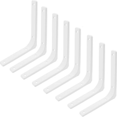 8Pcs Equerre de Metal Etagere Fixation Murale Blanche, Support Etagere en fer Murale Fixation Invisible Charge Lourde, 150 x 125 x 7.5mm Support Étagère Mural pour Étagère Cuisine (150 x 125 x 7.5mm) (1/5)
