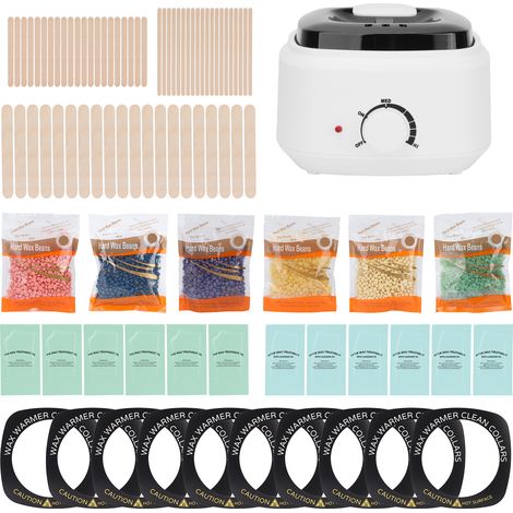 Chauffe-cire, perles de cire, lingettes nettoyantes, applicateur, kit d'épilation (1/5)