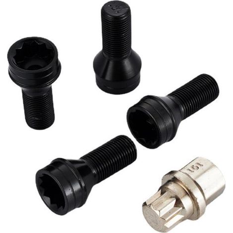 Pcs M141.5 MM Black Steel Wheel Bolt & Lock Lug Nut Set with Spare Key and Accessory (1/5)