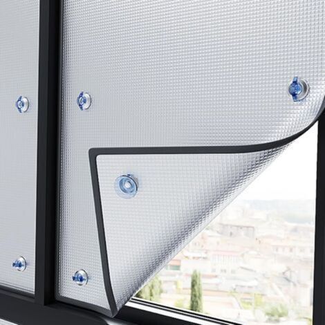Film de protection solaire en aluminium 9 mm – Blocage UV 99 % – Réduction éblouissement jusqu'à 90 % – Ventouse pour installation facile (50x70cm)