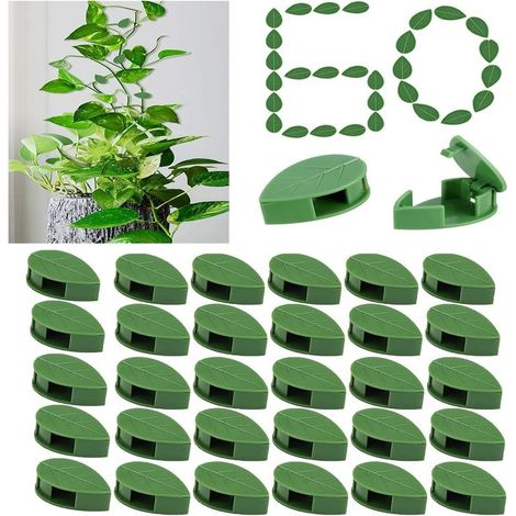 Lot de 60 Clips de Fixation Murale en Acrylique pour Plantes Grimpantes Invisible Feuilles Vertes Crochet pour Intérieur et Extérieur (1/5)