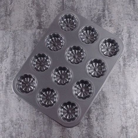Moule à muffins et cupcakes en acier au carbone 35 cm, gris, pour four multi-cavités (1/5)