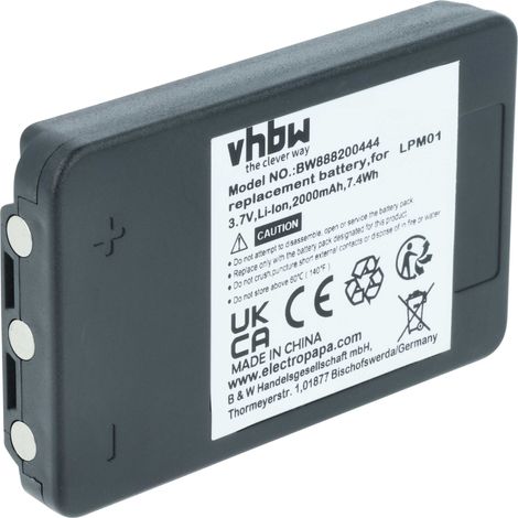 vhbw Batterie remplacement pour Autec R0BATT00E11A0 pour opérateur télécommande industrielle (2000mAh, 3,7V, Li-polymère)