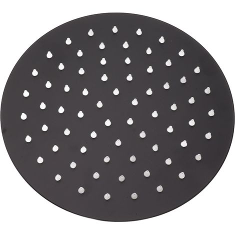 Tête de douche ultra fine ronde 8" en inox noir effet pluie