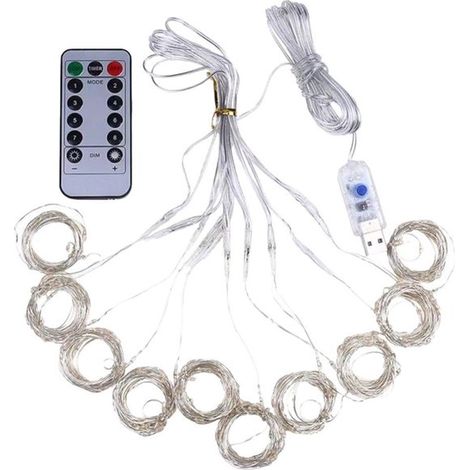 Guirlande lumineuse LED rideau – 3 x 3 mètres, 300 LED – Télécommande USB 8 modes – Crochets inclus – Éclairage décoratif coloré et festif (1/5)