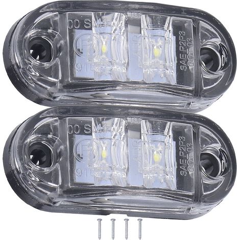 Luce di posizione laterale a 2 LED Crezuo 10-30V, luce lampeggiante ad alta luminosità per auto, camion, rimorchi e camper, bianca-Crezuo