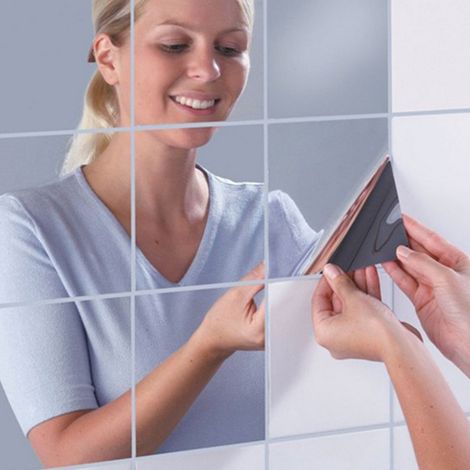 Miroir adhésif verre - haute qualité - utilisation pratique pour salon - entretien rapide et facile - hygiénique et simple d'entretien (1/5)