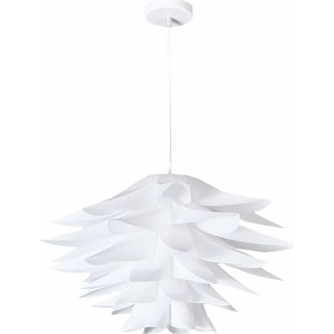 Puzzle Pendant Lampshade Lotus Flower DIY Ceiling Light White Jigsaw Puzzle Chandelier Lampshade 45Cm Living Room Cafe Restaurant Lamp (No Light) (1/5)