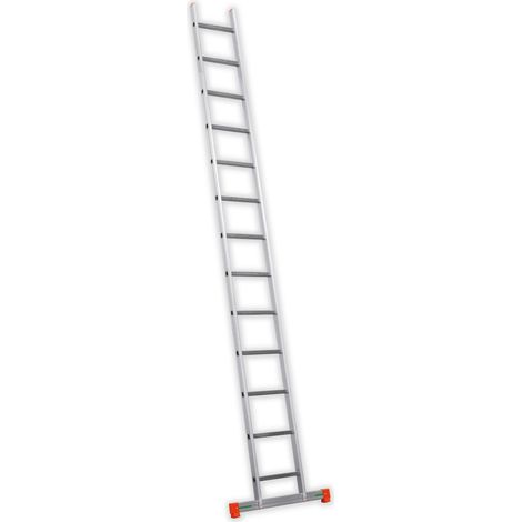 Aluminiumleiter Einfach Genia 1 Ebene (13 Sprossen) Gesamtlänge 411 cm mit Stabilisatorstange