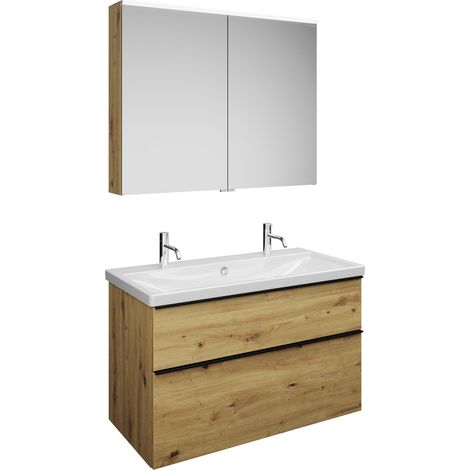 burgbad Eqio Set, compuesto por armario con espejo, lavabo de