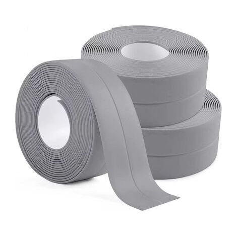 LaBlanc – 3 Rollen wasserdichtes Dichtungsband, Badezimmerfuge, selbstklebendes PVC-Dichtungsband für Küche, WC, WC, Badewanne (grau)